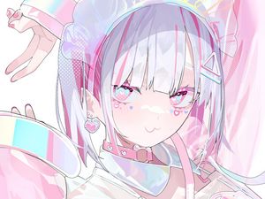 Preview wallpaper girl, art, anime, pink