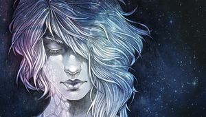Preview wallpaper girl, art, face, space