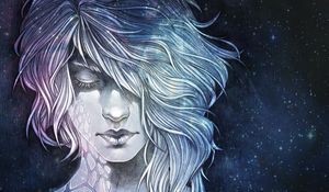 Preview wallpaper girl, art, face, space