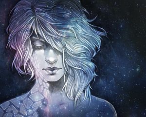 Preview wallpaper girl, art, face, space