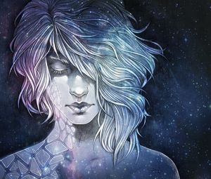 Preview wallpaper girl, art, face, space