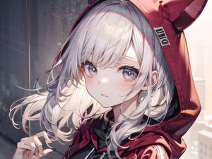 Preview wallpaper girl, art, hood, ears, anime