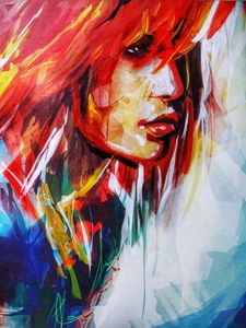 Preview wallpaper girl, art, portrait, face, bright