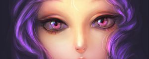 Preview wallpaper girl, art, purple hair, eyes, painting