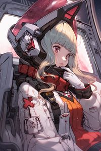 Preview wallpaper girl, astronaut, helmet, suit, anime
