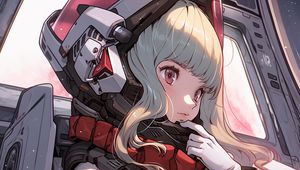 Preview wallpaper girl, astronaut, helmet, suit, anime