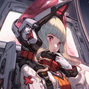 Preview wallpaper girl, astronaut, helmet, suit, anime