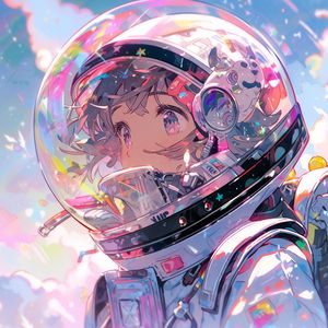 Preview wallpaper girl, astronaut, helmet, spacesuit, anime, art