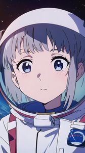 Preview wallpaper girl, astronaut, spacesuit, space, anime