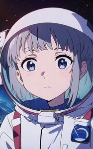 Preview wallpaper girl, astronaut, spacesuit, space, anime