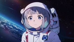 Preview wallpaper girl, astronaut, spacesuit, space, anime