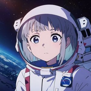 Preview wallpaper girl, astronaut, spacesuit, space, anime