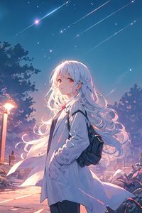 Preview wallpaper girl, backpack, stars, art, anime