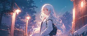 Preview wallpaper girl, backpack, stars, art, anime