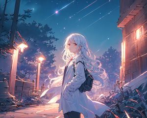 Preview wallpaper girl, backpack, stars, art, anime