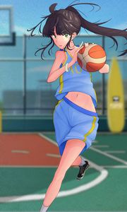 Preview wallpaper girl, ball, basketball, anime, sport