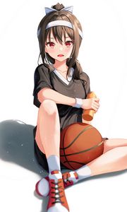 Preview wallpaper girl, ball, basketball, sport, anime