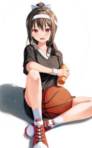 Preview wallpaper girl, ball, basketball, sport, anime