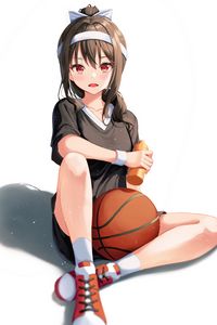 Preview wallpaper girl, ball, basketball, sport, anime