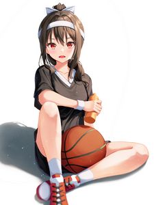 Preview wallpaper girl, ball, basketball, sport, anime