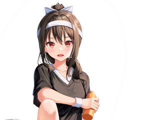 Preview wallpaper girl, ball, basketball, sport, anime