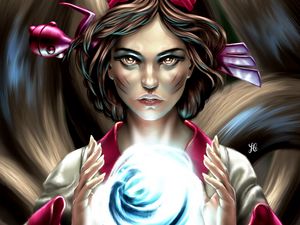 Preview wallpaper girl, ball, glow, magic, art