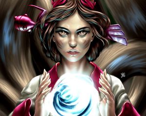 Preview wallpaper girl, ball, glow, magic, art