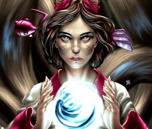 Preview wallpaper girl, ball, glow, magic, art