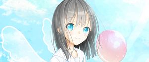 Preview wallpaper girl, balls, sky, anime, art, cartoon