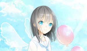 Preview wallpaper girl, balls, sky, anime, art, cartoon