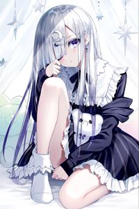 Preview wallpaper girl, bangs, dress, glance, anime
