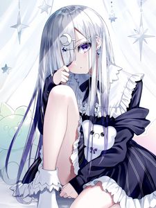 Preview wallpaper girl, bangs, dress, glance, anime
