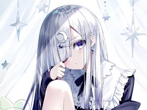 Preview wallpaper girl, bangs, dress, glance, anime