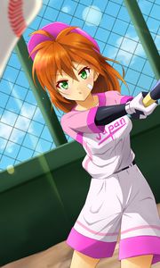 Preview wallpaper girl, baseball, punch, anime, art