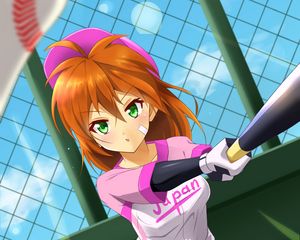 Preview wallpaper girl, baseball, punch, anime, art