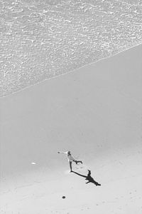 Preview wallpaper girl, beach, sea, bw