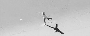 Preview wallpaper girl, beach, sea, bw