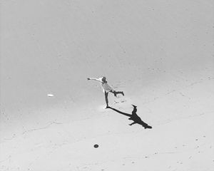 Preview wallpaper girl, beach, sea, bw