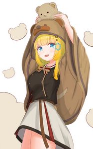 Preview wallpaper girl, bear cub, toy, cute, anime