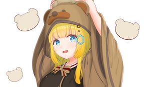 Preview wallpaper girl, bear cub, toy, cute, anime