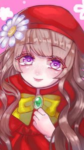 Preview wallpaper girl, beret, flower, cute, anime