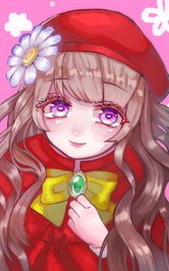 Preview wallpaper girl, beret, flower, cute, anime