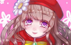 Preview wallpaper girl, beret, flower, cute, anime
