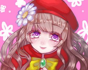 Preview wallpaper girl, beret, flower, cute, anime