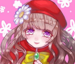 Preview wallpaper girl, beret, flower, cute, anime