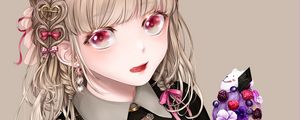 Preview wallpaper girl, beret, ice cream, dessert, anime, art