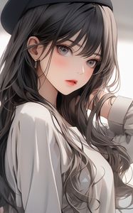 Preview wallpaper girl, beret, jewelry, pose, anime
