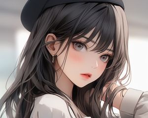 Preview wallpaper girl, beret, jewelry, pose, anime