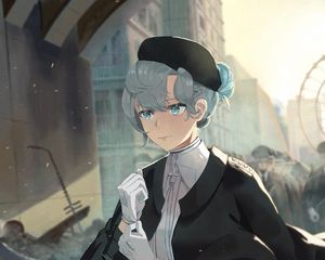 Preview wallpaper girl, beret, retro, anime, art, cartoon