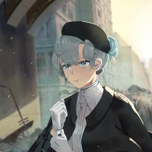 Preview wallpaper girl, beret, retro, anime, art, cartoon